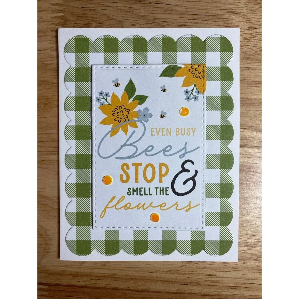 Bee & Flowers Greeting Card – Handmade A2 Card – All Occasion Blank Card